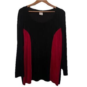 Citiknits Slinky Stretch 3/4 SleeveTop Black Red Travel USA Size 1X